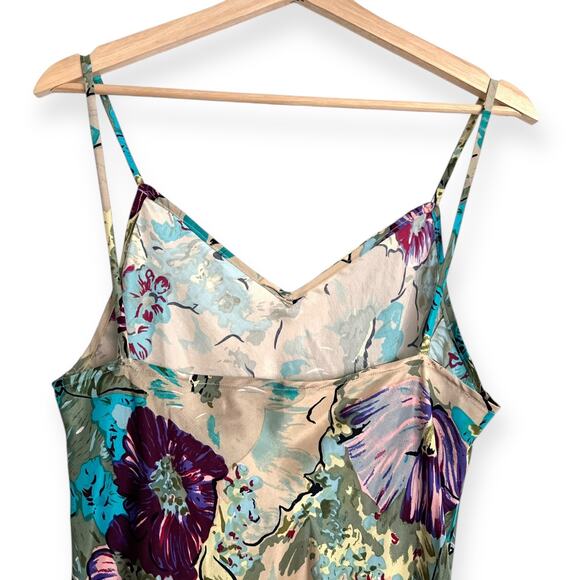 Vintage Partners Mervyns 100% Silk Floral Mini V Neck Slip Dress Women's Size M - Picture 5 of 6